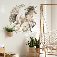Inspio Samolepky na zeď - Hnědý kůň v boho stylu