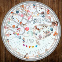 Inspio Hrací podložka pro děti na hraní s cestami a jménem - Akvareloví zajíčci