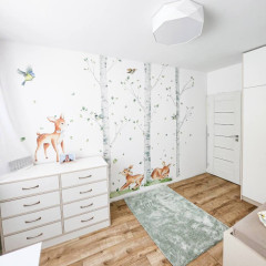 Dětské samolepky na zeď - Hravé srnky v březovém lese (4)