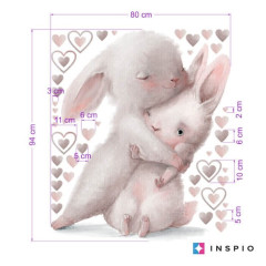 Inspio Samolepky na zeď do dětského pokoje - Zajíčci v objetí