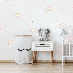 Inspio Samolepky na zeď pro holčičky - Pastelové duhy s puntíky