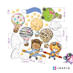 Inspio Dětské samolepky na zeď - Barevné zvířecí samolepky se jménem dítěte