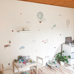 Inspio Dětské samolepky na zeď - Old-school auta a balóny pro kluky