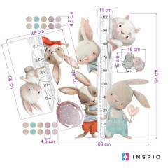 Inspio Dětský metr na zeď - Akvarelová zvířátka