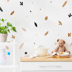 Inspio Samolepky do pokoje s rostlinným motivem v zemitých barvách na zeď do obýváku