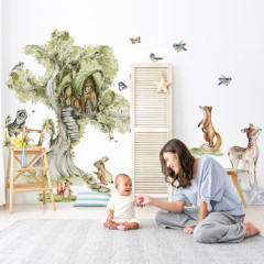 Inspio Samolepka na zeď Woodland - Domeček v korunách stromů