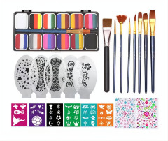 FunCo Velká sada trojitých barev na obličej s nálepkami a doplňky 35ks