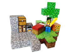 Toybit Magnetická stavebnice Minecraft Úkryt s postelí, pecí a truhlou 51ks