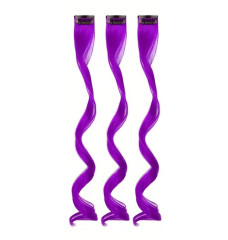 FunCo Vlnitý příčesek fialový se sponkou 35cm Purple curly extension 3ks