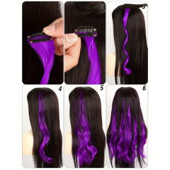 FunCo Vlnitý příčesek fialový se sponkou 35cm Purple curly extension 3ks