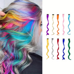 FunCo Vlnitý příčesek fialový se sponkou 35cm Purple curly extension 3ks