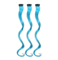 FunCo Vlnitý příčesek modrý se sponkou 35cm Blue curly extension 3ks
