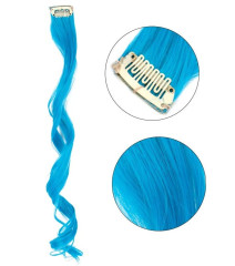 FunCo Vlnitý příčesek modrý se sponkou 35cm Blue curly extension 3ks