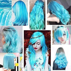 FunCo Vlnitý příčesek modrý se sponkou 35cm Blue curly extension 3ks