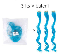 FunCo Vlnitý příčesek modrý se sponkou 35cm Blue curly extension 3ks