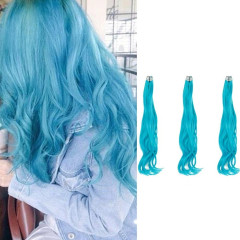 FunCo Vlnitý příčesek modrý se sponkou 35cm Blue curly extension 3ks