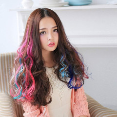 FunCo Vlnitý příčesek modrý se sponkou 35cm Blue curly extension 3ks