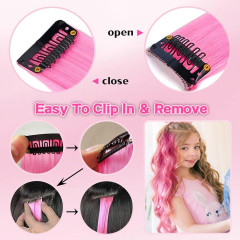 FunCo Vlnitý příčesek růžový se sponkou 35cm Pink curly extension 3ks