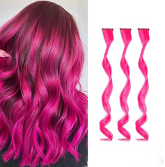 FunCo Vlnitý příčesek růžový se sponkou 35cm Pink curly extension 3ks