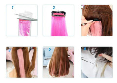 FunCo Vlnitý příčesek růžový se sponkou 35cm Pink curly extension 3ks