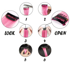 FunCo Vlnitý příčesek růžový se sponkou 35cm Pink curly extension 3ks