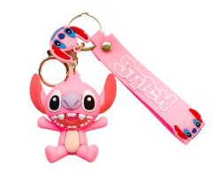 Bagito Dětská klíčenka Lilo a Stitch Angel růžová s poutkem a karabinou