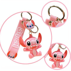 Bagito Dětská klíčenka Lilo a Stitch Angel růžová s poutkem a karabinou