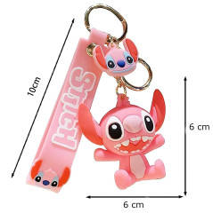 Bagito Dětská klíčenka Lilo a Stitch Angel růžová s poutkem a karabinou