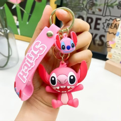 Bagito Dětská klíčenka Lilo a Stitch Angel růžová s poutkem a karabinou