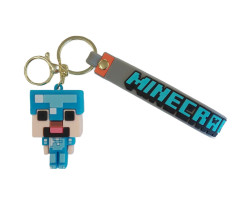 Bagito Dětská klíčenka Minecraft Diamantový Steve s poutkem a karabinou