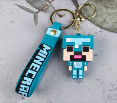 Bagito Dětská klíčenka Minecraft Diamantový Steve s poutkem a karabinou