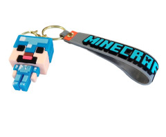Bagito Dětská klíčenka Minecraft Diamantový Steve s poutkem a karabinou