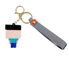 Bagito Dětská klíčenka Minecraft Steve s poutkem a karabinou