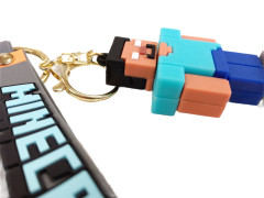 Bagito Dětská klíčenka Minecraft Steve Pixel s poutkem a karabinou