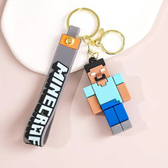 Bagito Dětská klíčenka Minecraft Steve Pixel s poutkem a karabinou