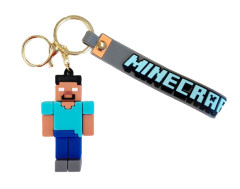 Bagito Dětská klíčenka Minecraft Steve Pixel s poutkem a karabinou