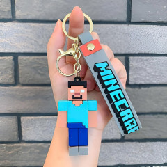 Bagito Dětská klíčenka Minecraft Steve Pixel s poutkem a karabinou