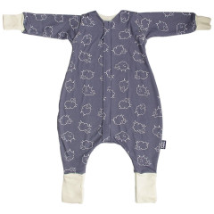 Kaarsgaren Merino spací pytel s nohavicemi a odepínacími rukávy – šedé ovečky 70 cm