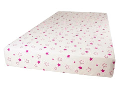 Kaarsgaren Prostěradlo 80×160 cm biobavlna – přírodní s fuchsiovými hvězdičkami (GOTS, česká výroba)