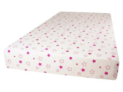 Kaarsgaren Dětské prostěradlo 60×120 cm biobavlna – přírodní s fuchsiovými hvězdičkami (GOTS, česká výroba)
