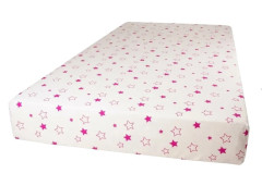 Kaarsgaren Prostěradlo 70×160 cm z biobavlny – přírodní s fuchsiovými hvězdičkami (GOTS, česká výroba)