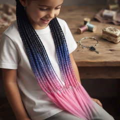 FunCo Copánky s gumičkou Crazy braids Pink 60cm