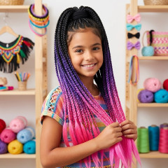 FunCo Copánky s gumičkou Crazy braids Pink 60cm