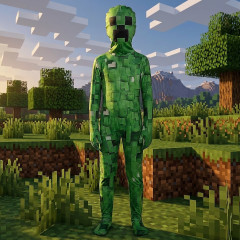 FunCo Dětský kostým Minecraft Creeper Premium s maskou 122-134 L