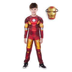 bHome Dětský kostým Svalnatý Iron man s maskou 122-134 L