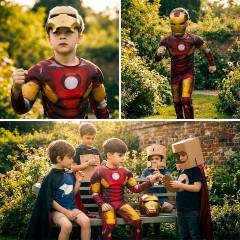 bHome Dětský kostým Svalnatý Iron man s maskou 122-134 L